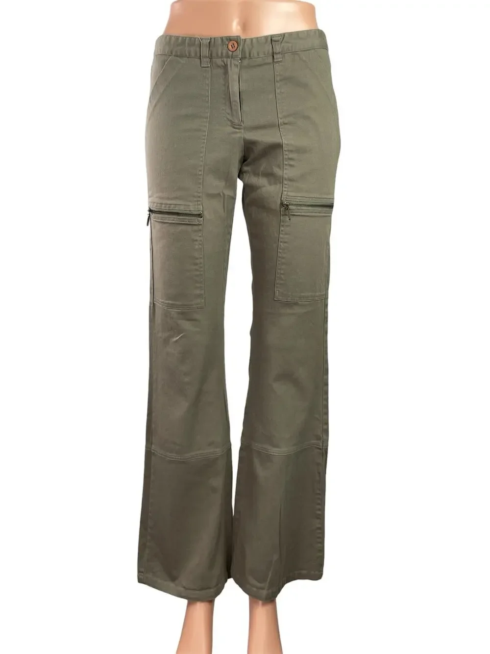 Jaclyn B Women's Gray Denim High Waisted Flared Bootcut Cargo Trousers Pants 5/6